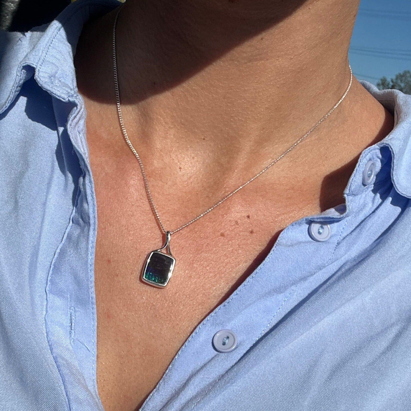 5.15ct Sapphire Green Solid Boulder Opal Pendant