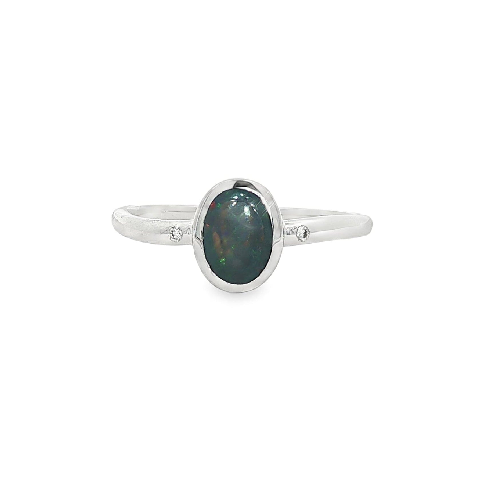 Charcoal Blue Black Opal Diamond Ring | Ikecho Australia