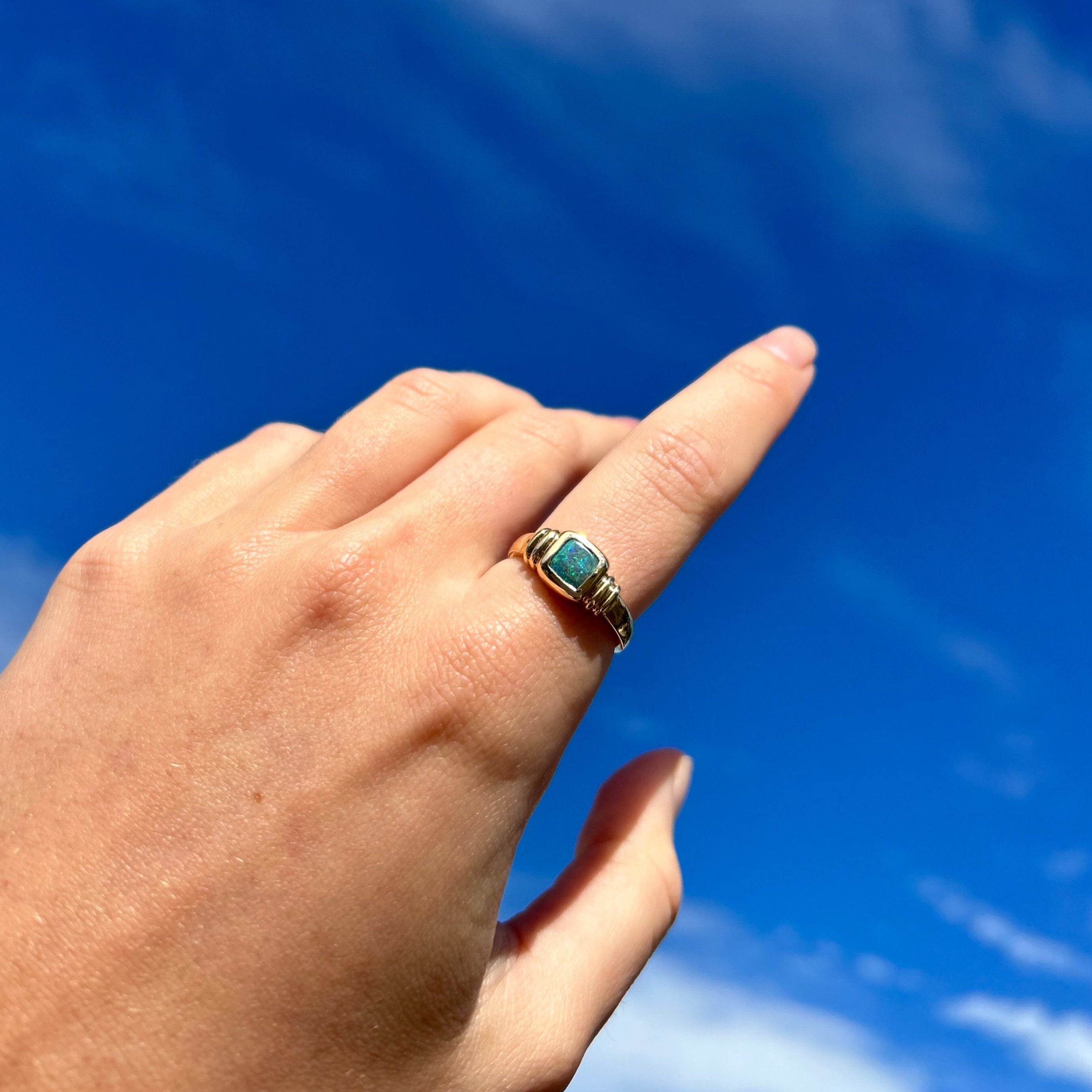 Lagoon Boulder Opal Ring 024