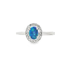 Boulder Opal Ring White Gold - Ikecho Australia. Australian Opal Ring Lagoon Colour