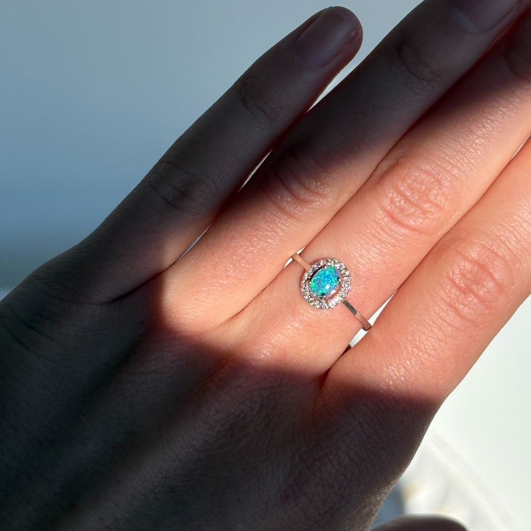 Lagoon Boulder Opal Ring 084