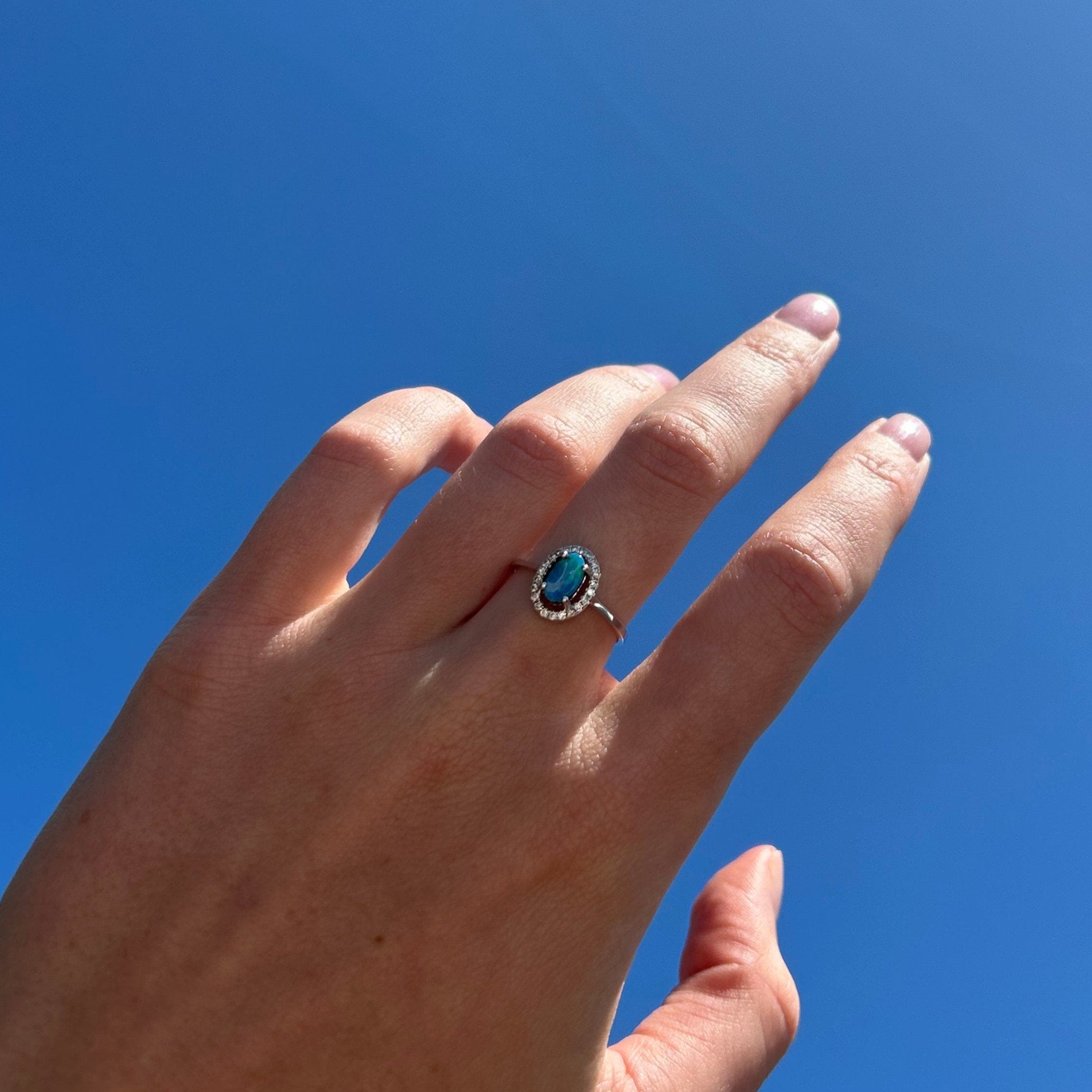 Lagoon Boulder Opal Ring 056
