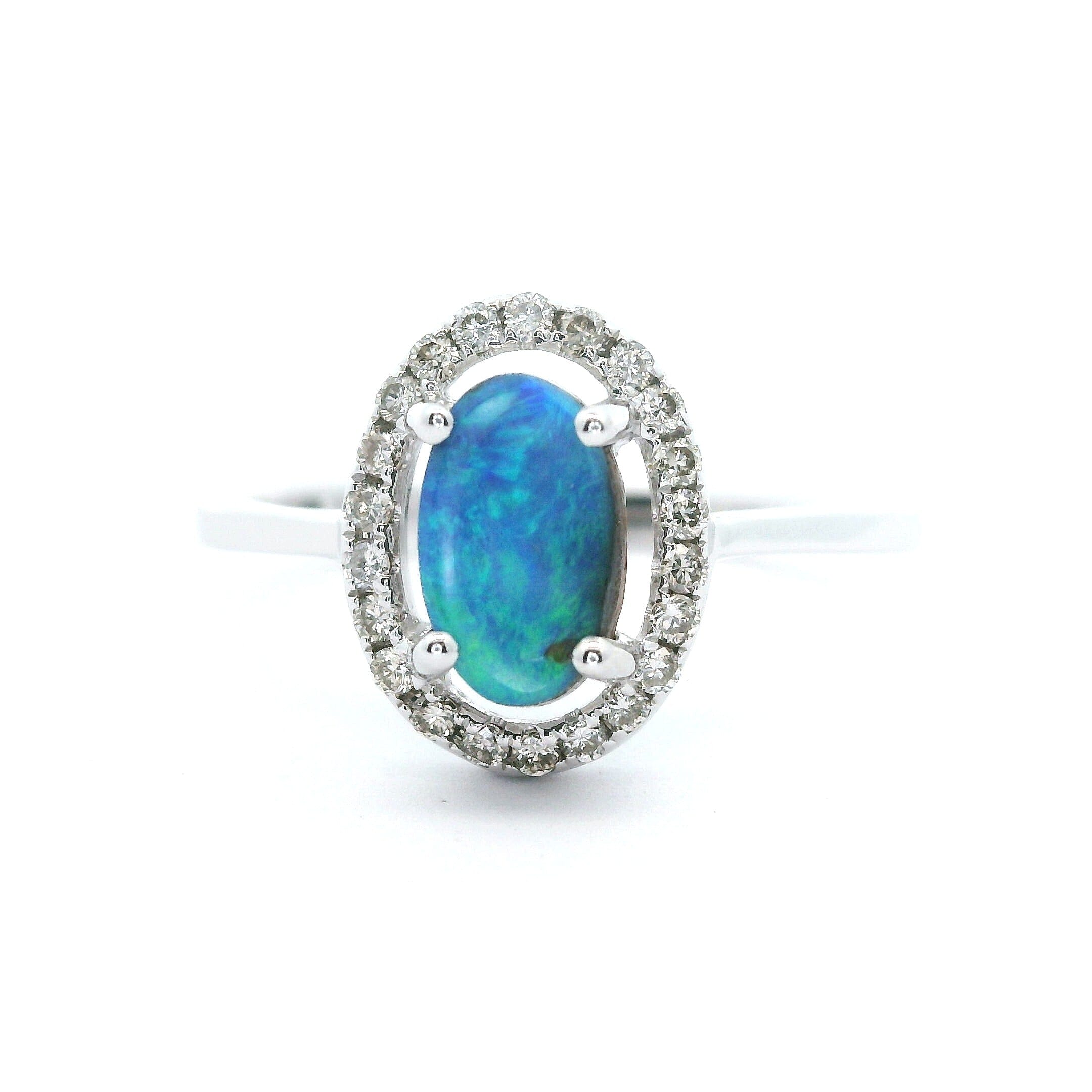Lagoon Boulder Opal Ring 056