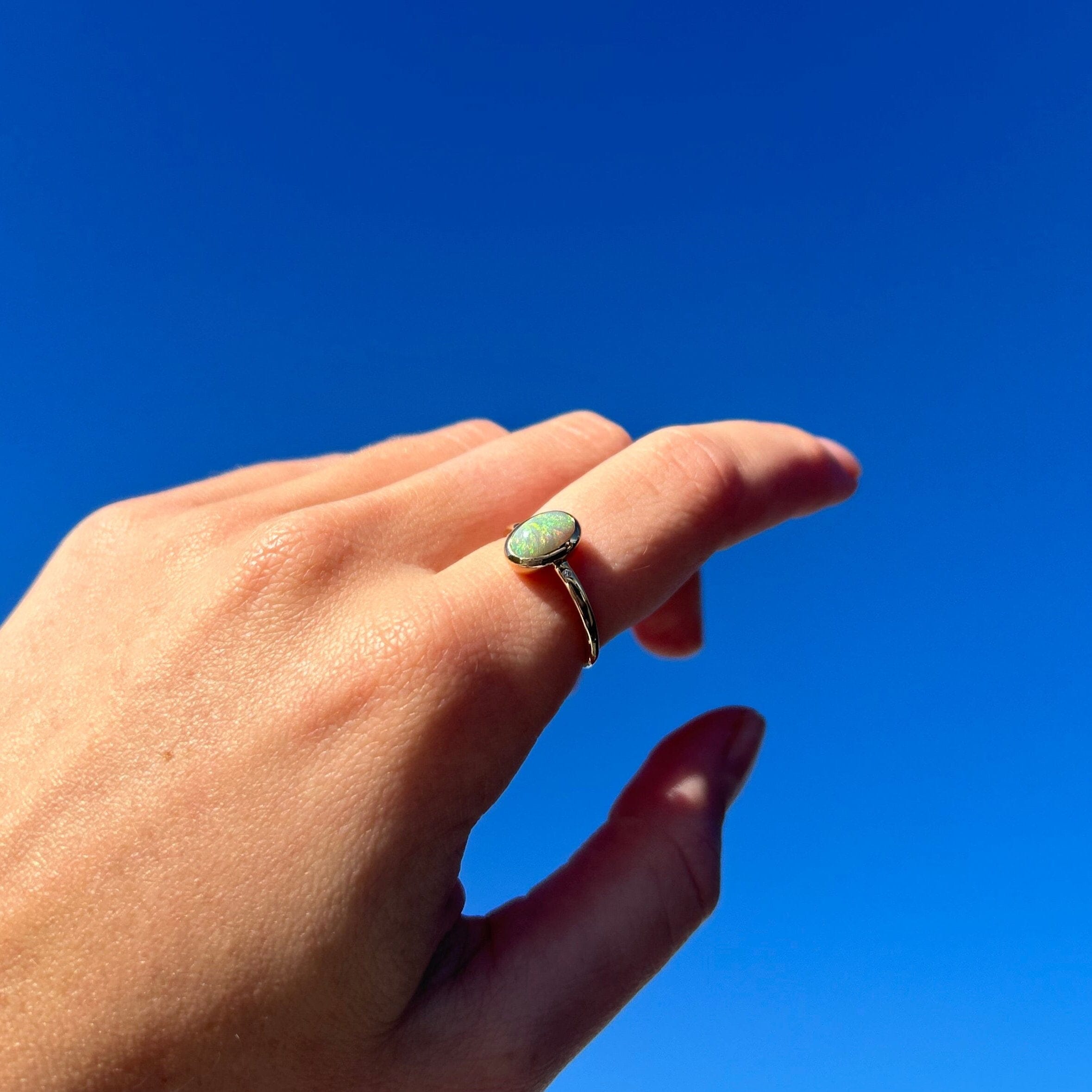 Rainbow Light Opal Ring 022