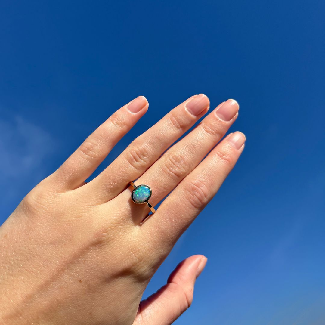Turquoise Light Opal Ring 028