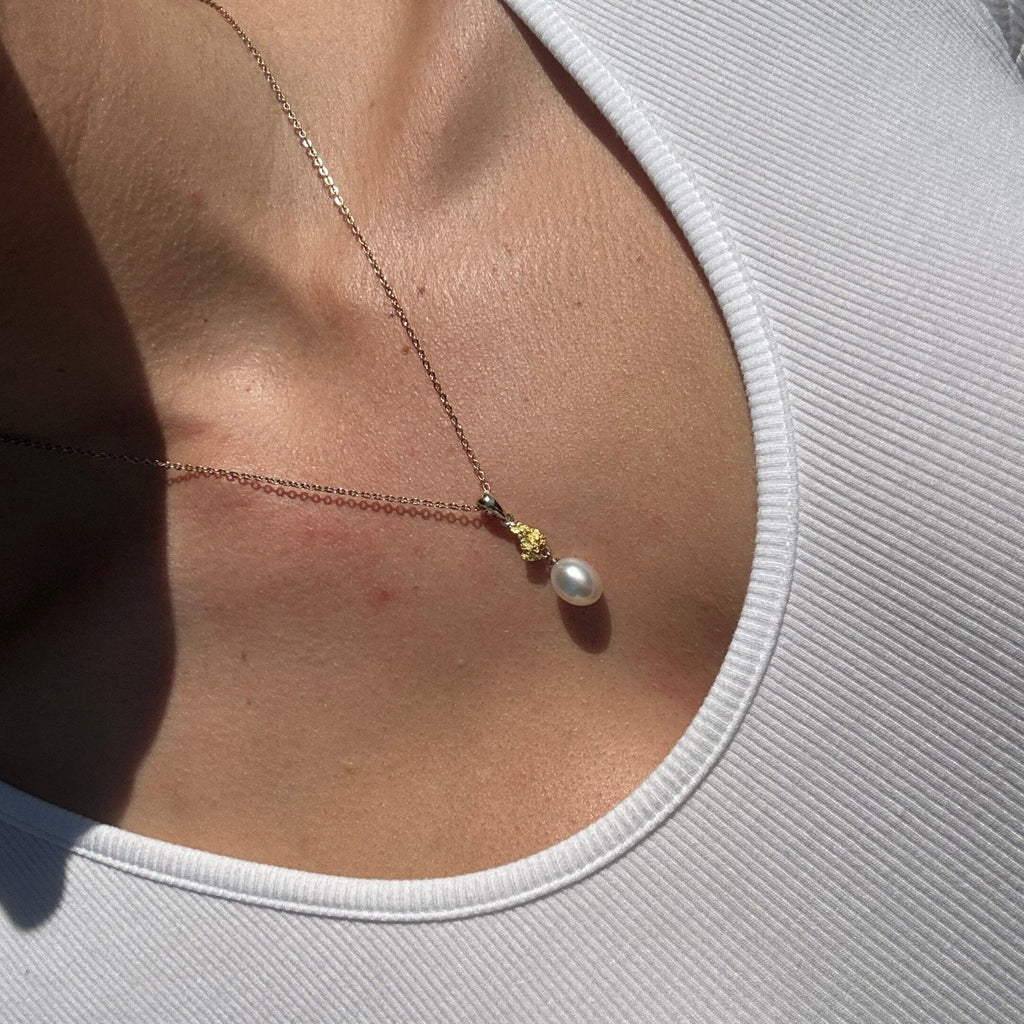 Lustre+Gold Pendant on model