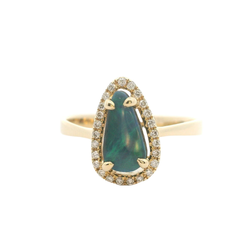 Black Opal and Diamond Ring