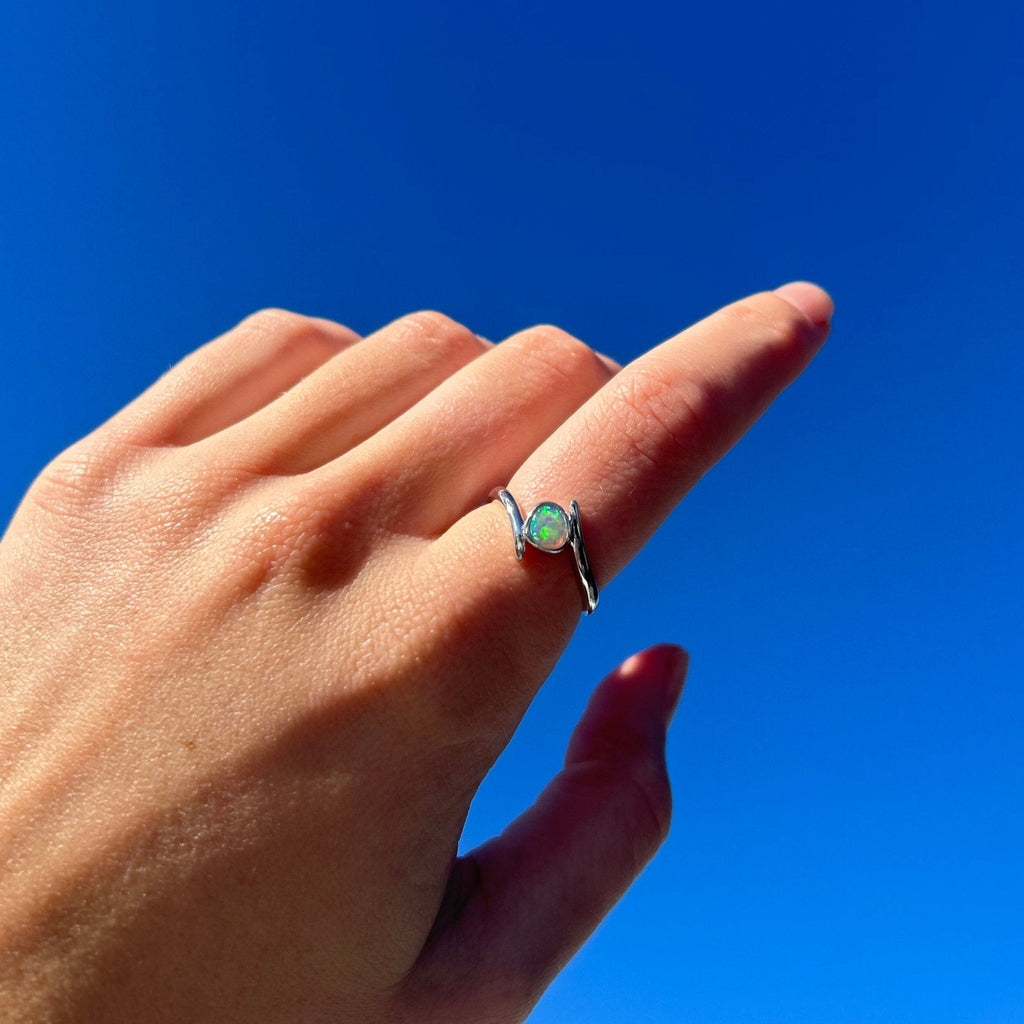 opal ring on model hand