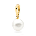Gold enhancer pendant with a white keshi pearl on a white background | Ikecho Australia