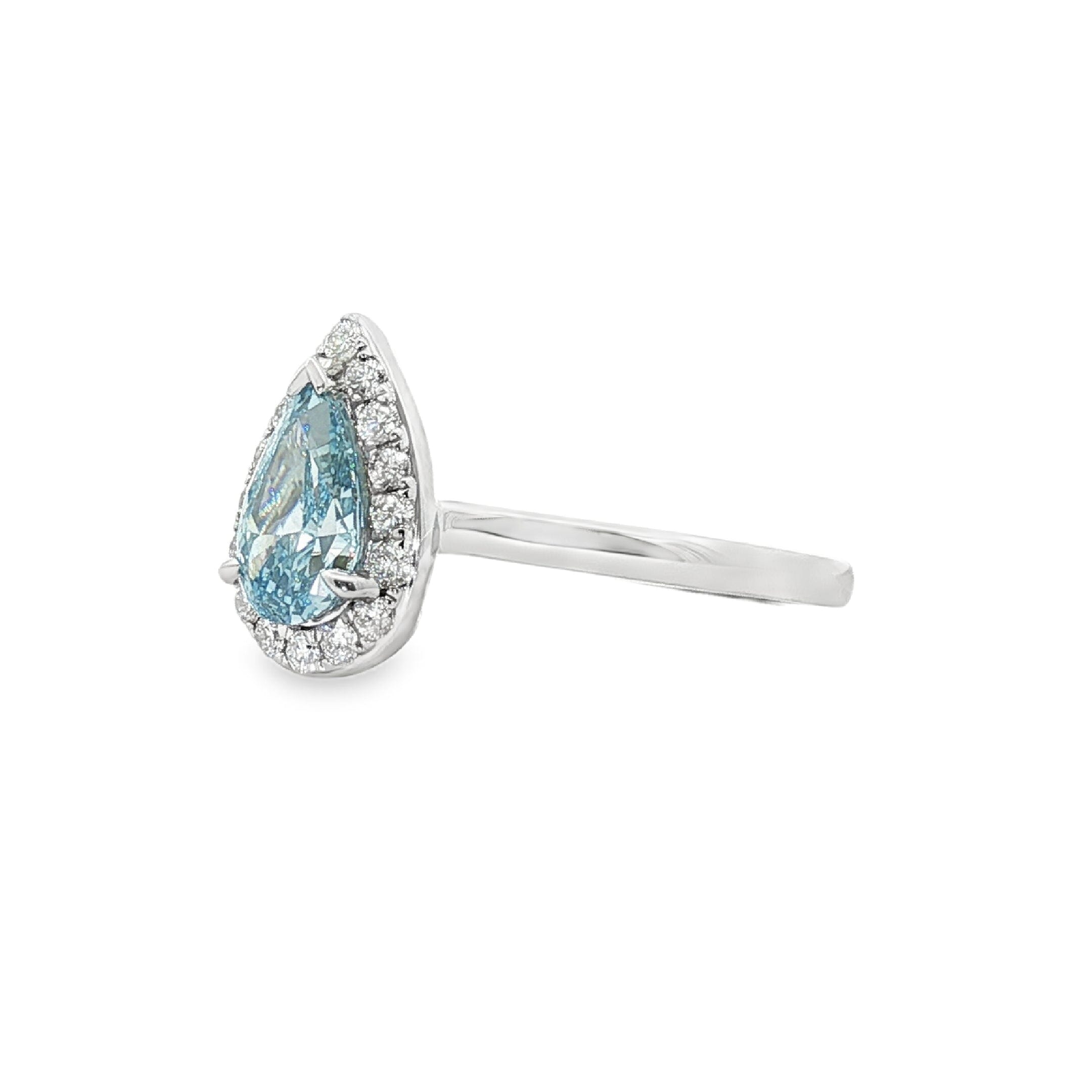 Fancy Blue Pear Lab-Grown Diamond Ring 005