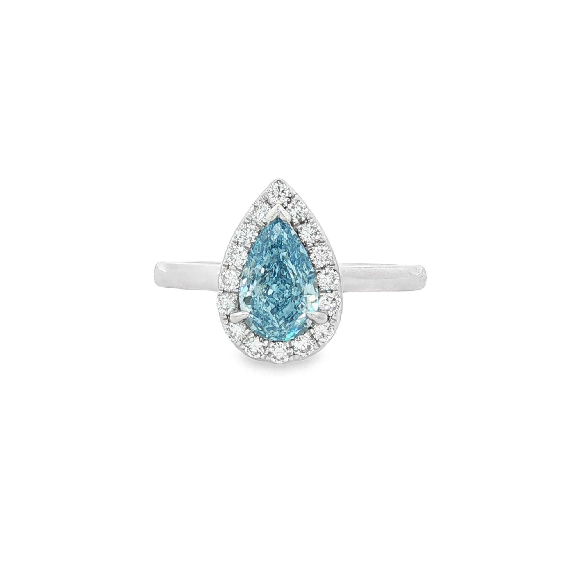 Fancy Blue Pear Lab-Grown Diamond Ring 005