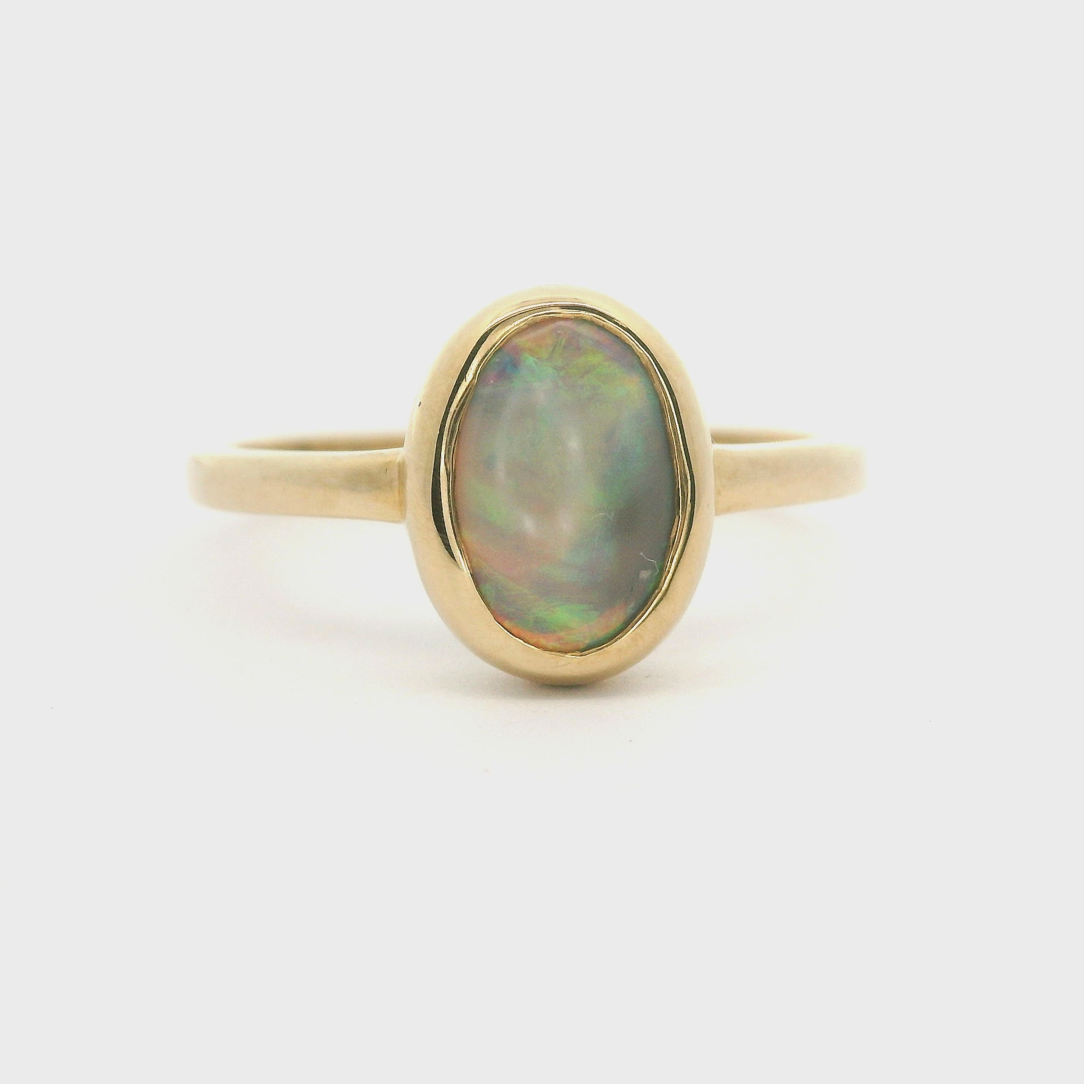 Rainbow Solid Black Opal Ring 065