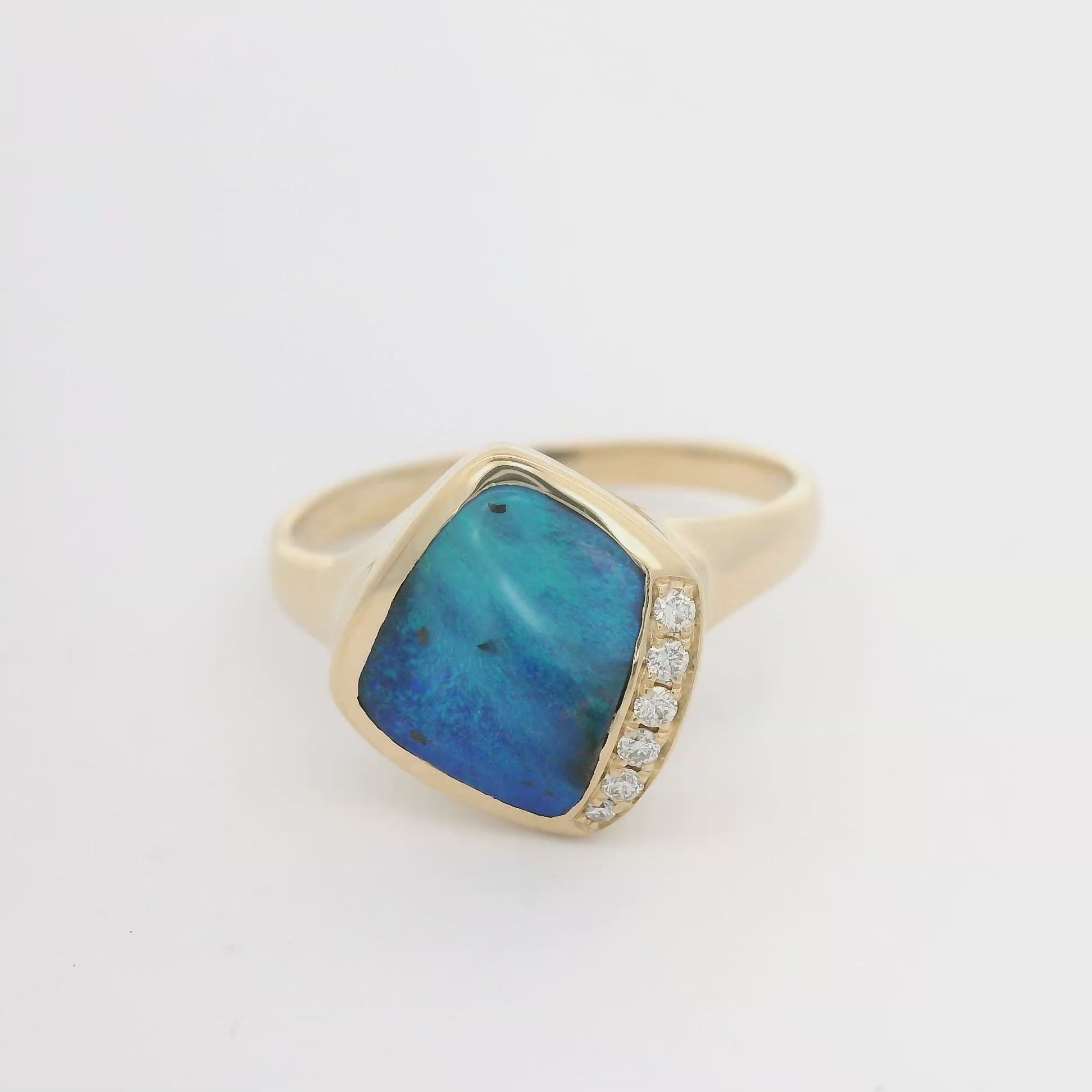 3.49ct Turquoise Solid Boulder Diamond Ring