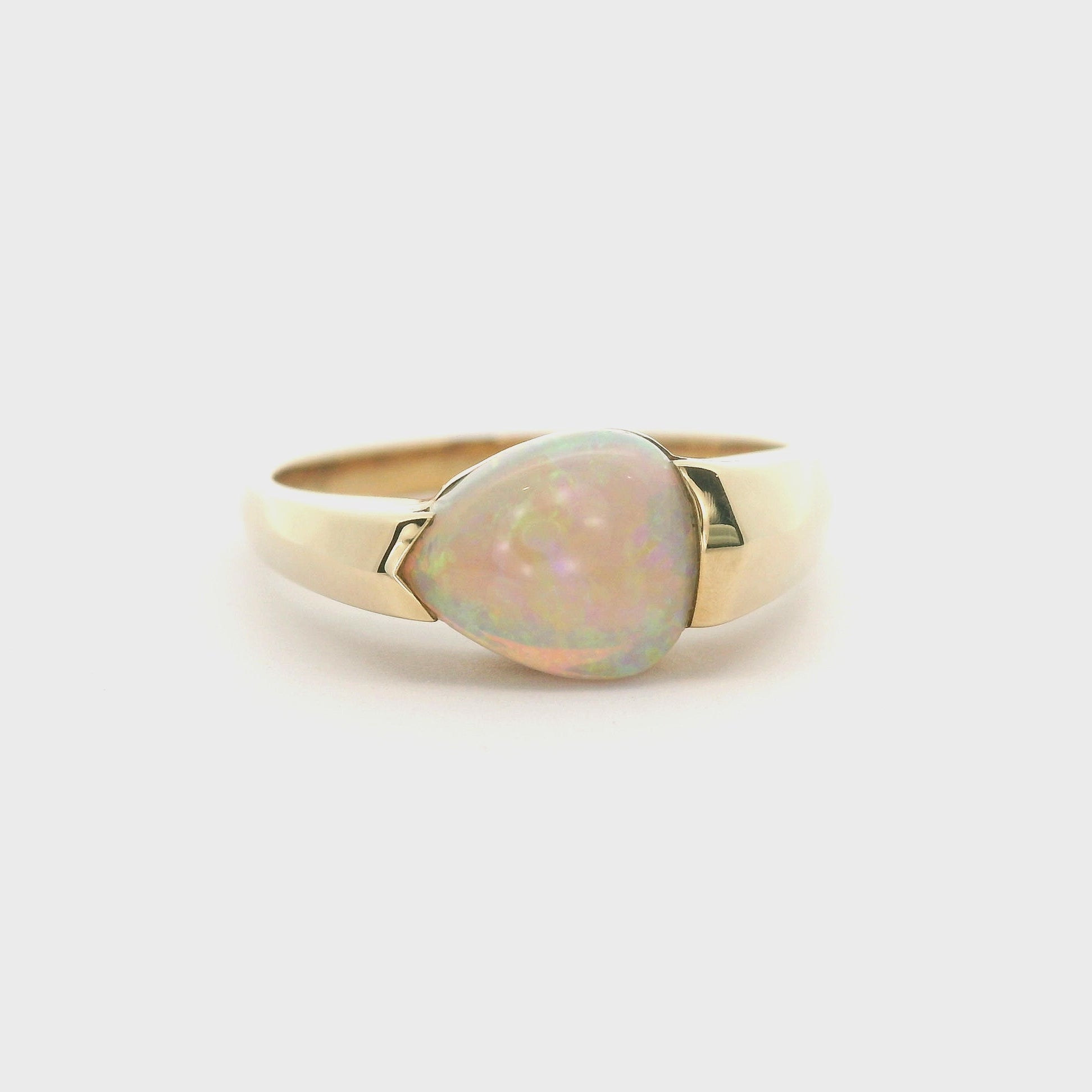 Rainbow Solid Light Opal Ring 064