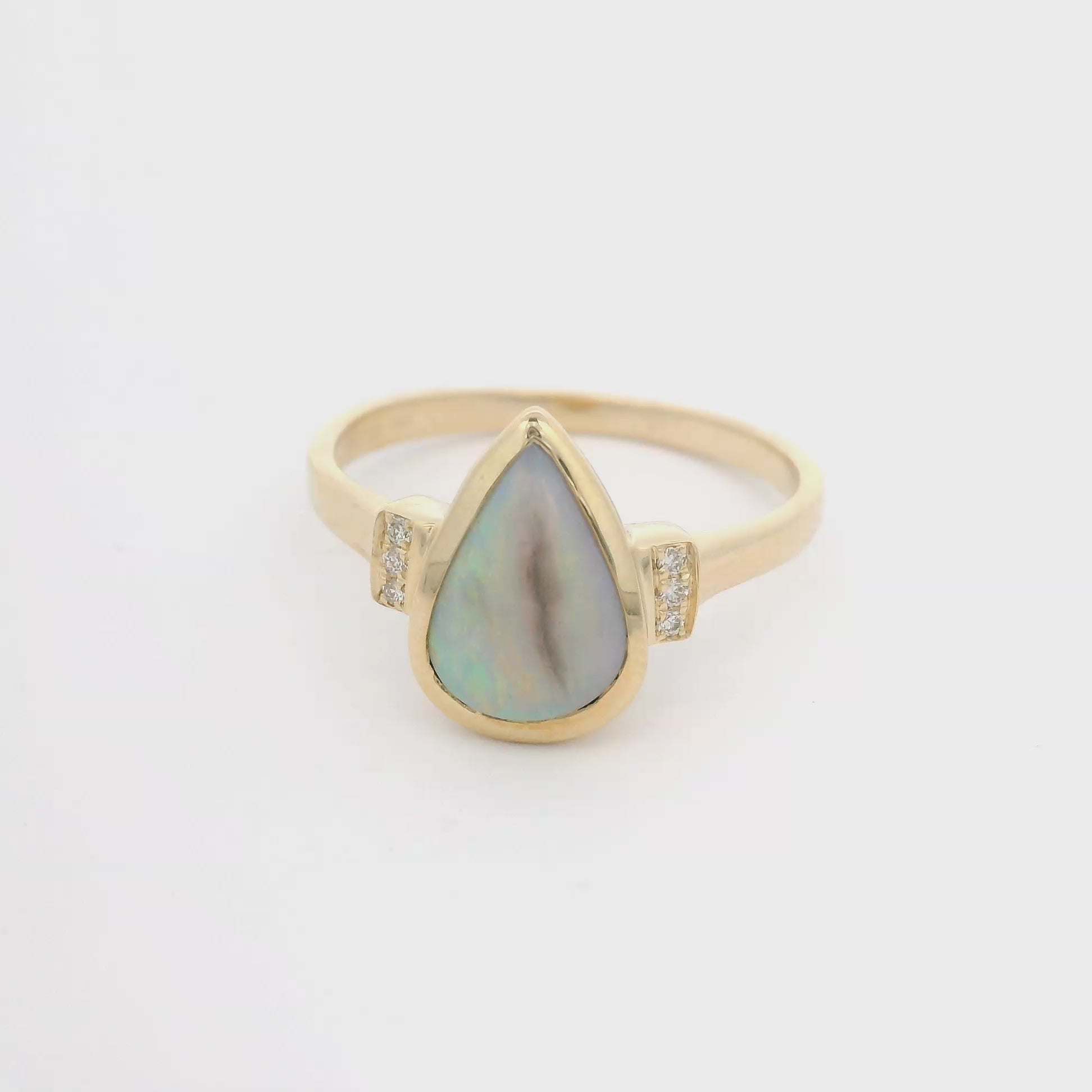 Rainbow Black Opal Ring 020