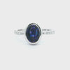 Ink Blue Solid Black Opal Ring 055