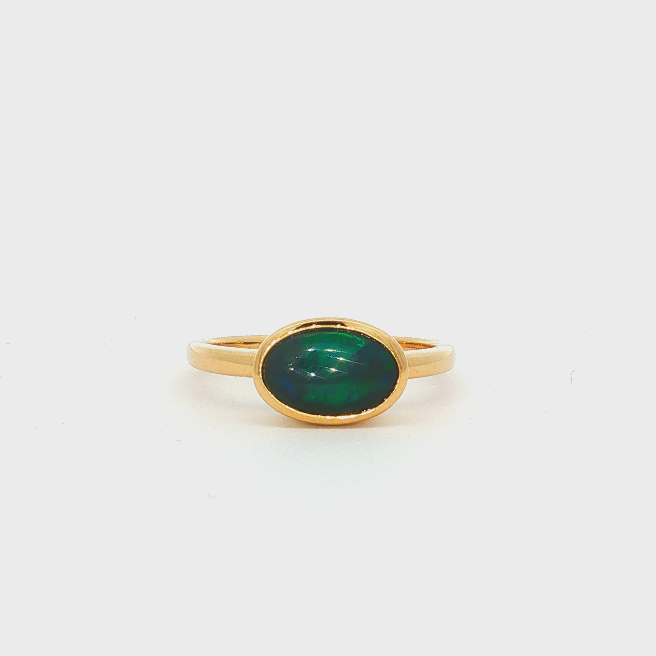 Peacock Green Black Opal Ring 086