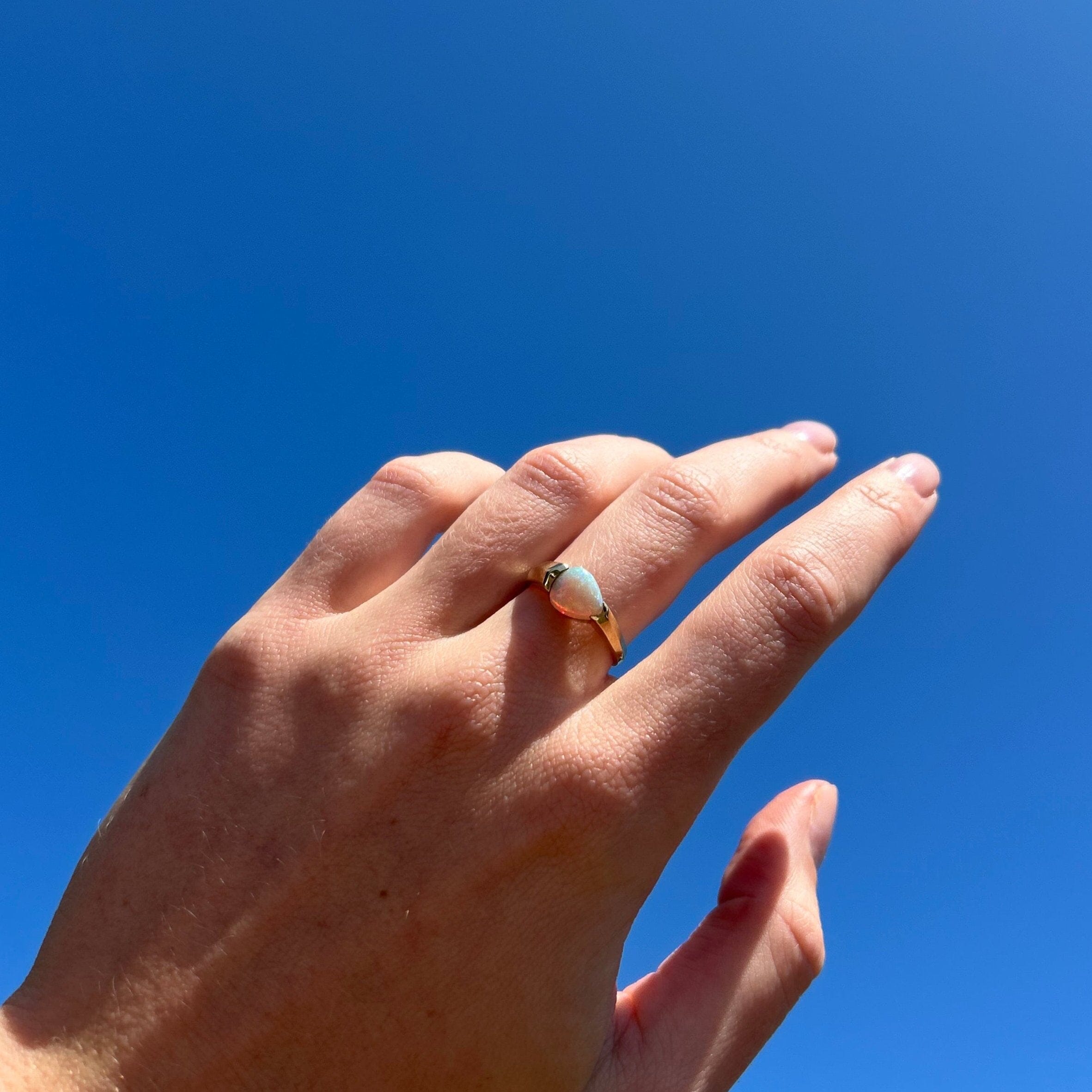 Rainbow Solid Light Opal Ring 064