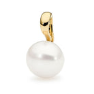 Large button-shaped pearl pendant with gold bail on a white background | Ikecho Australia