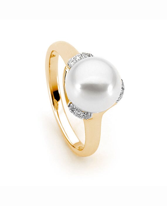 Gold Round Freshwater Pearl Ring – Ikecho Australia